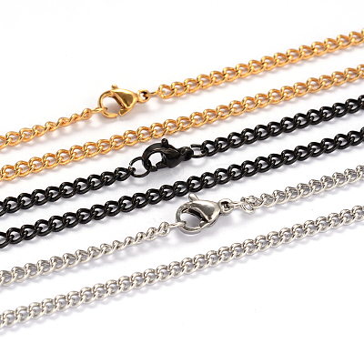 304 Stainless Steel Twisted Chain Curb Chain Necklaces NJEW-L416-04-1