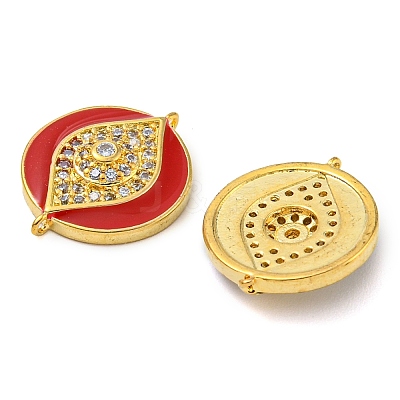 Rack Plating Brass Micro Pave Clear Cubic Zirconia Eye Connector Charms KK-Z063-20G-1