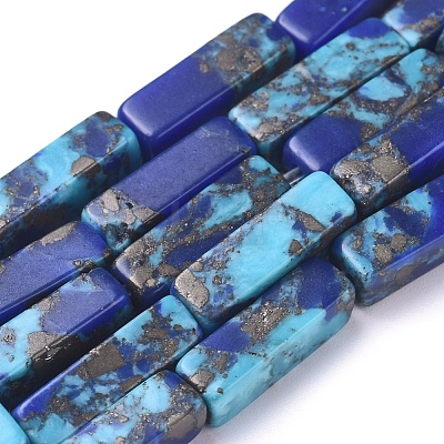 Assembled Synthetic Gold Line Turquoise and Natural Lapis Lazuli Beads Strands G-D0006-B01-1