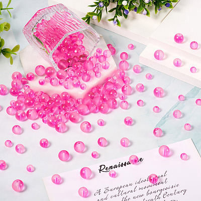 300Pcs Frosted Transparent Glass Beads GLAA-TA0002-78B-1