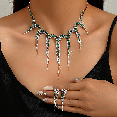 Octopus Alloy Rhinestone Pendant Necklaces & Stud Dangle Earrings Sets FS-WG9BFDE-05-1