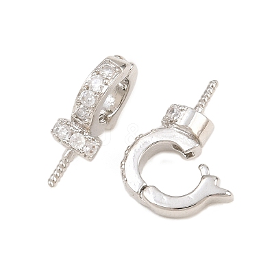 Brass Micro Pave Clear Cubic Zirconia Fold Over Clasps CU-CBA3901-01P-1