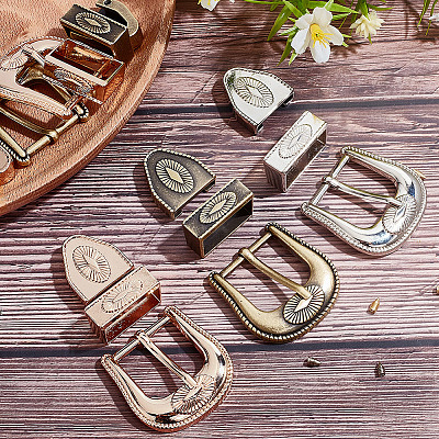 6 Sets 3 Colors Belt Alloy Buckle Sets FIND-WR0011-10-1