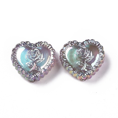UV Plating Rainbow Iridescent Acrylic Beads X-OACR-E007-03-1