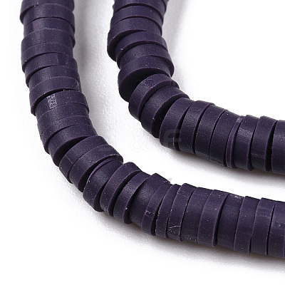 Flat Round Handmade Polymer Clay Bead Spacers X-CLAY-R067-4.0mm-04-1