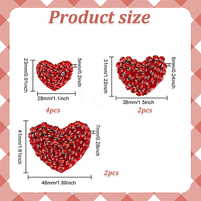 8Pcs 3 Style Heart Handmade Appliques PATC-FG0001-71-1