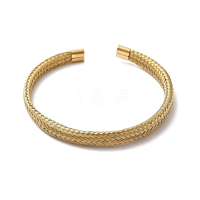 Braided 304 Stainless Steel Cuff Bangles for Women BJEW-A067-08G-1