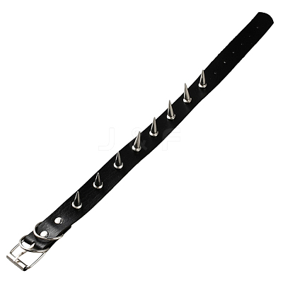 Punk Rock Style Alloy Spiked Rivet Imitation Leather Chocker Necklaces NJEW-WH20011-08C-P-1