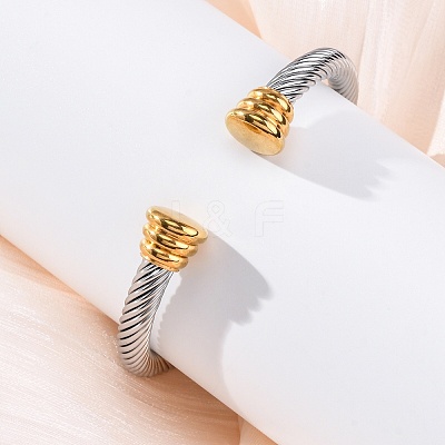 304 Stainless Steel Cuff Bangles BJEW-P310-11GP-1