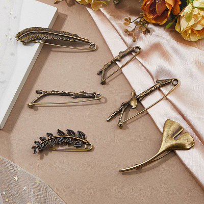 6Pcs 6 Styles Alloy Brooches for Clothes Backpack JEWB-HS0001-02-1