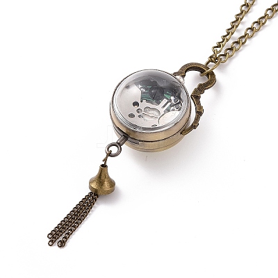 Alloy Round Pendant Necklace Quartz Pocket Watch X-WACH-N011-07A-1