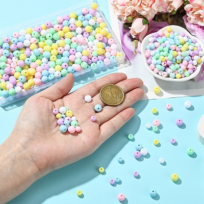 36Pcs 6 Colors Opaque Acrylic Beads MACR-YW0003-24A-1