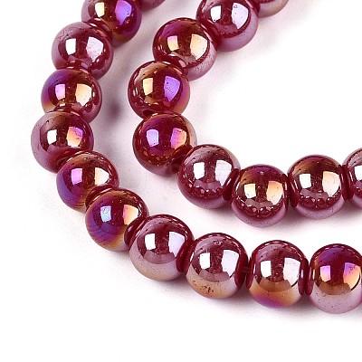 Electroplate Opaque Glass Beads Strands GLAA-T032-P6mm-AB23-1