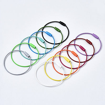 Spray Painted 201 Stainless Steel Wire Cable Keychains BJEW-YW0001-10A-1