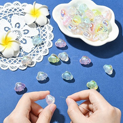 42Pcs 7 Colors Transparent Acrylic Beads MACR-YW0004-68-1