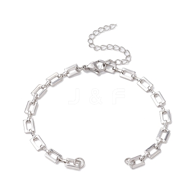 Brass Rectangle Link Chains Bracelet Making AJEW-JB01302-02-1