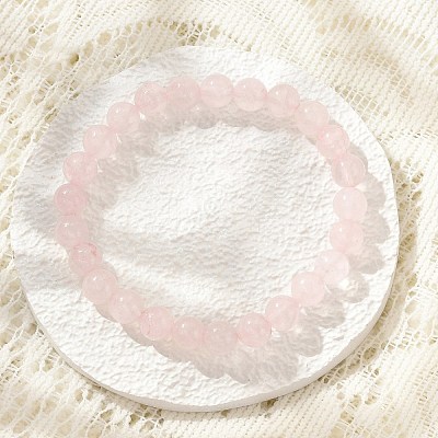 Natural Rose Quartz Stretch Bracelets G-N0272-01-1