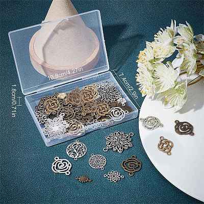72Pcs 18 Styles Tibetan Style Alloy Connector Charms FIND-SC0003-34-1