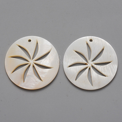 Natural Freshwater Shell Pendants X-SHEL-R021-05-1