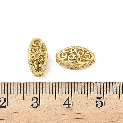Brass Hollow Oval Beads KK-K293-53G-1