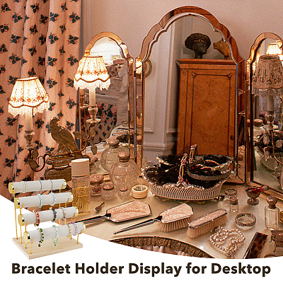 4-Tier Velvet T Bar Jewelry Bracelet Display Risers BDIS-WH0007-03G-1