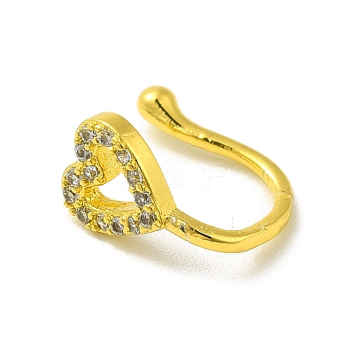 Clear Cubic Zirconia Hollow Heart Clip on Nose Ring AJEW-F059-21G-1