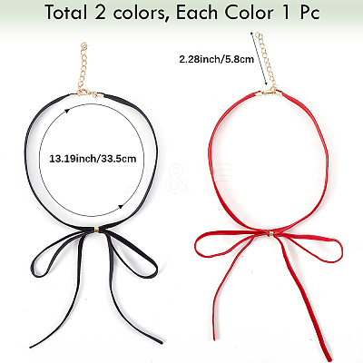 2Pcs 2 Colors Bowknot Velvet Choker Necklaces for Women NJEW-CY0001-01-1