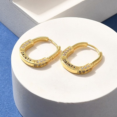 Brass Cubic Zirconia Hoop Earrings EJEW-M048-07G-1