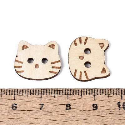 Cat Shape Wood Buttons BUTT-T013-11B-1
