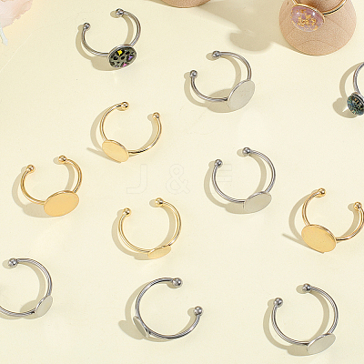 30Pcs 6 Styles Adjustable 304 Stainless Steel Finger Rings Components STAS-BBC0007-97-1