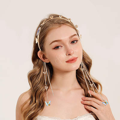 Zinc Alloy Rhinestone Hair Bands OHAR-WH20007-01B-P-1