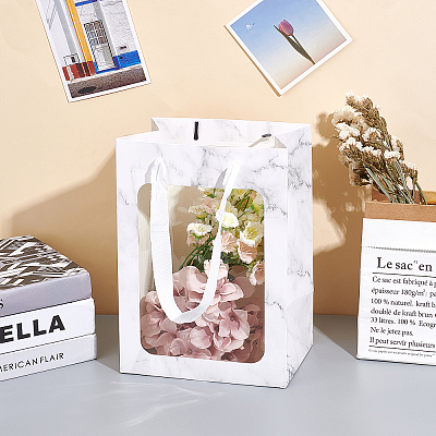 Flower Bouquet Paper Gift Bags ABAG-WH0005-46B-04-1