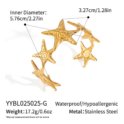 European Star 304 Stainless Steel Open Cuff Bangles for Women XA9694-1-1