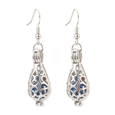 Natural Lava Rock Teardrop Dangle Earrings EJEW-JE05019-1