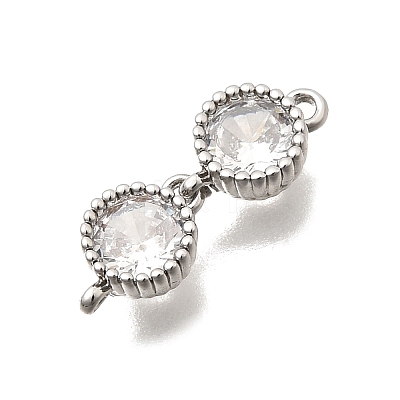 Brass Pave Cubic Zirconia Connector Charms KK-N289-26P-05-1