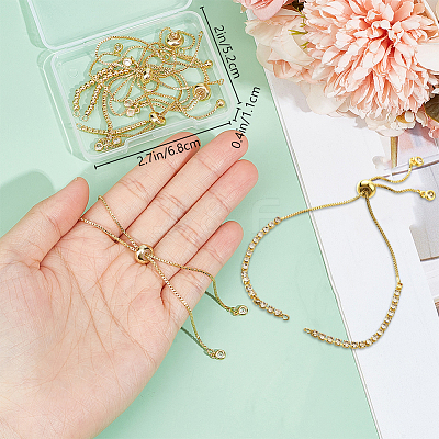 8Pcs 4 Style Brass Box Chain Slider Bracelet Makings KK-BBC0012-42-1