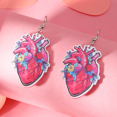 Acrylic Heart Dangle Earrings PJ5812-1