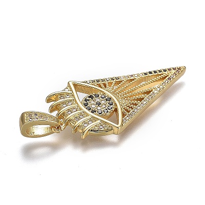 Brass Micro Pave Clear and Black Cubic Zirconia Pendants X-ZIRC-A011-42G-1