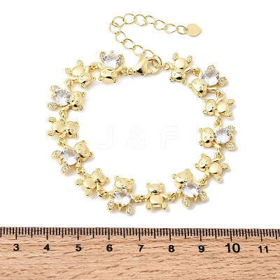 Brass Micro Pave Cubic Zirconia Link Chain Bracelets for Women BJEW-D457-01G-03-1