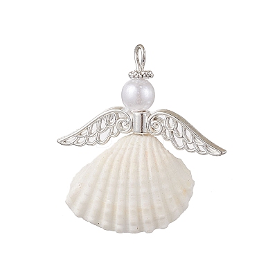 3Pcs 3 Styles Natural Shell Angel Pendants PALLOY-JF02833-1