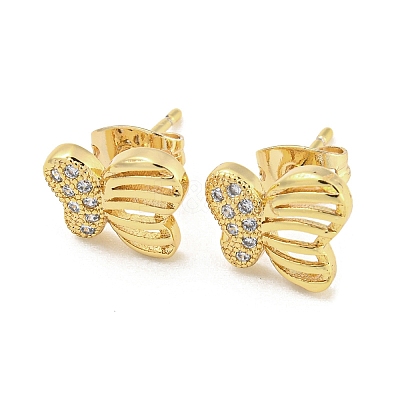 Brass Micro Pave Cubic Zirconia Ear Studs EJEW-P261-23B-G-1