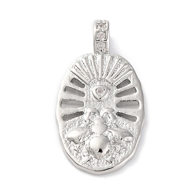 Brass Pendants With Clear Cubic Zirconia KK-S403-04P-1