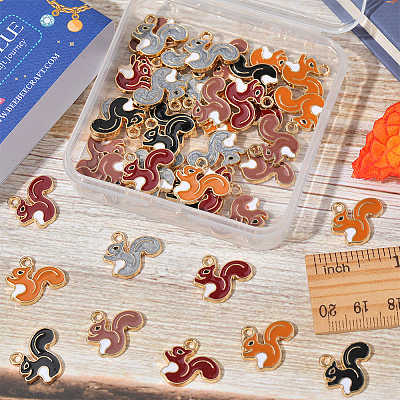 50Pcs 5 Colors Alloy Enamel Pendants ENAM-SC0004-07-1