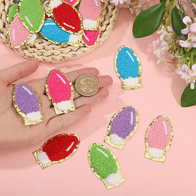 18Pcs 6 Colors Christmas Light Bulbs Polyester Embroidery Sew on Cloth Patches PATC-CA0001-35-1