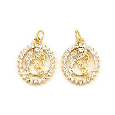 Brass Micro Pave Clear Cubic Zirconia Pendants CU-CBA5CB0-20G-1