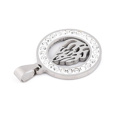 201 Stainless Steel Rhinestone Enamel Pendants STAS-T073-57P-1