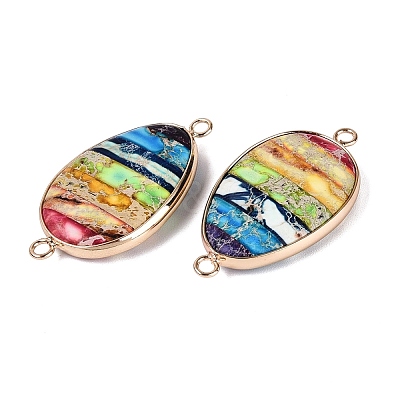 Synthetic Imperial Jasper Connector Charms G-Q606-100G-1