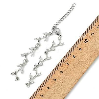 Brass Pave Clear Cubic Zirconia Branch Link Bracelet Making AJEW-JB01643-1