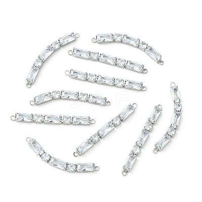 SHEGRACE Brass Pave Clear Cubic Zirconia Connector Charms XGRQ3P287-641P-1