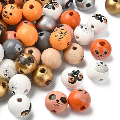90Pcs 9 Styles Schima Wood European Beads WOOD-CJ0002-77-1
